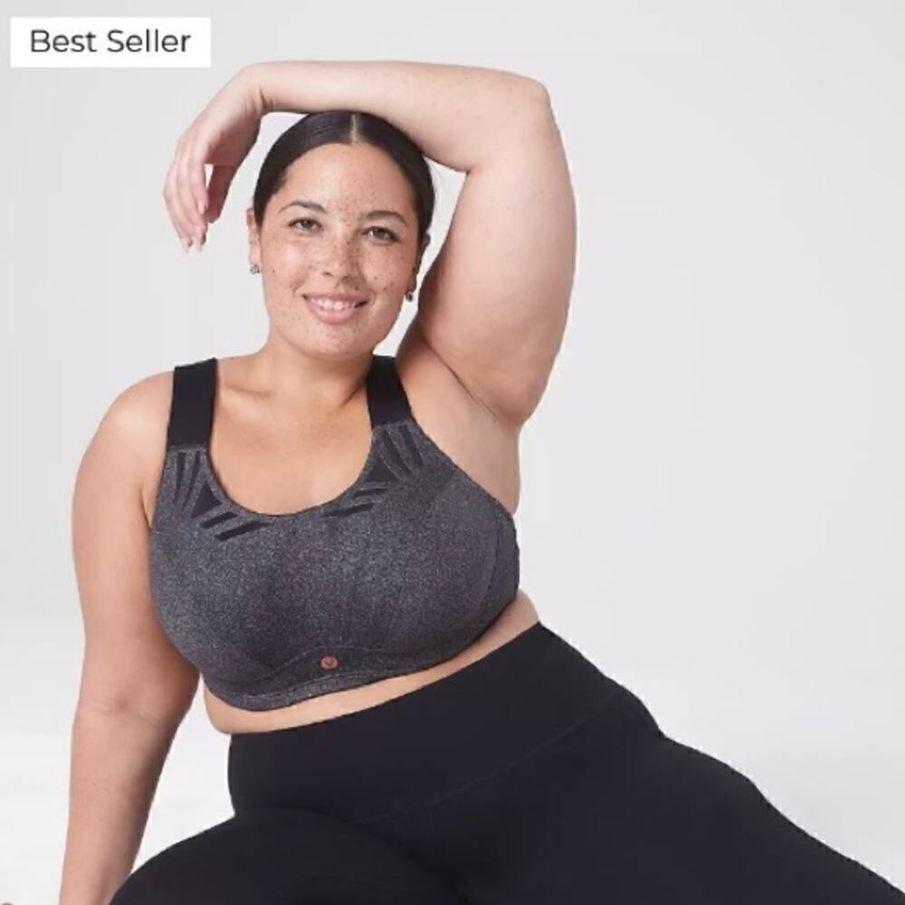 NWT LIVI High-Impact Wicking Max Support Grey Sports Bra Size 46B